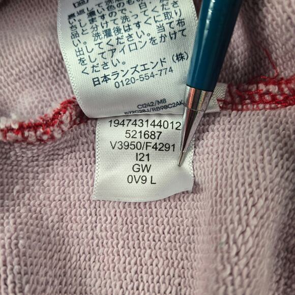 Lands' End Serious Sweats Hoodie Mixed Plaids Red Blue Green size Large (14-16) - Picture 15 of 16